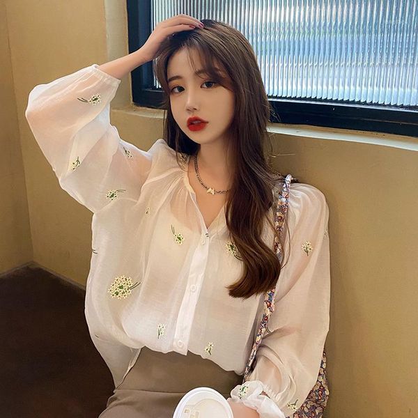 

spring vintage print shirt female oversize women long sleeve girls blouse summer plus size blouses femme blusas women's & shirts, White