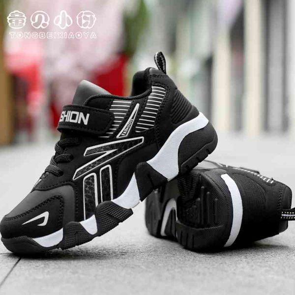 

new 2021 autumn children's running sports breathable boys' basketball korean casual girls' shoes, Black