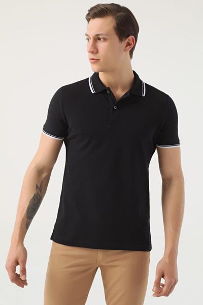 

men's t-shirts textured black slim fit t-shirt pique 2021 fashion, White;black