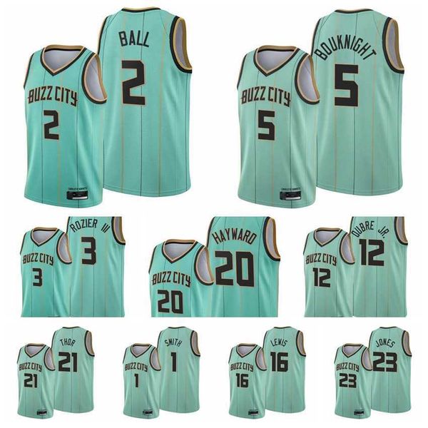 

charlotte men hornet lamelo ball gordon hayward james bouknight kai jones kelly oubre jr. 2021-22 mint green city basketball jersey new, Black