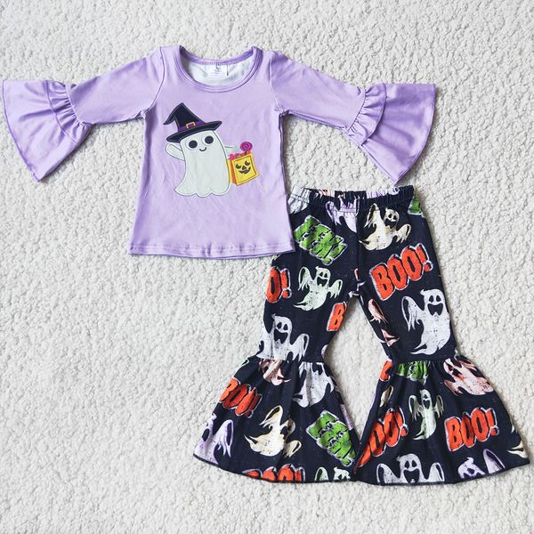 

fashion kids designer clothes girl sets boutique halloween fall baby girls clothing bell bottom pants milk silk cute toddler kid outfits who, White