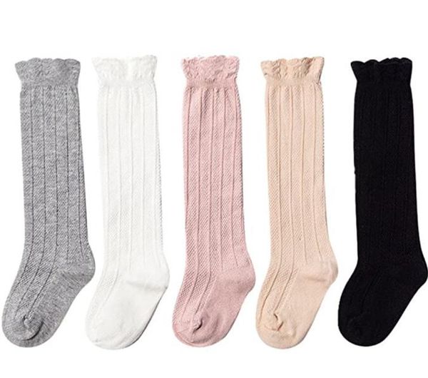 

2021 baby tube ruffled stockings girls boys uniform knee high socks infants and toddlers cotton pure color, Pink;yellow