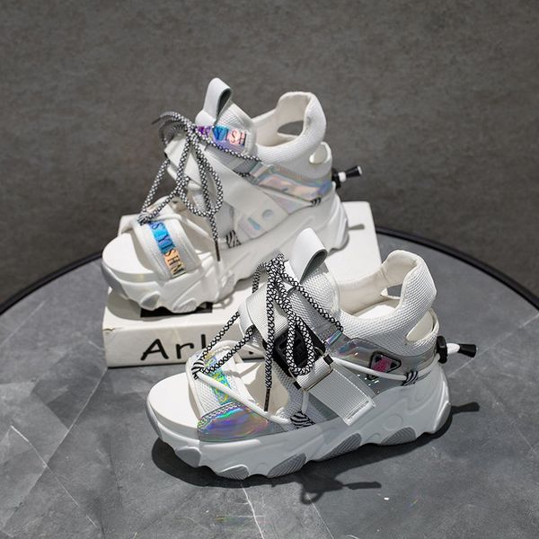 

2026 women chunky platform sandals british style designers woman wedge fashion sandal ladies 10cm super high heels casual shoes, Black