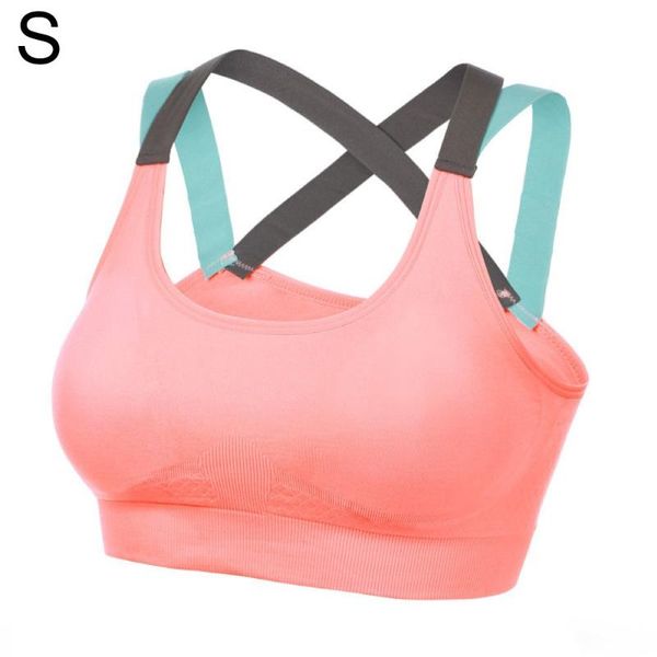 

yoga outfit sports bra wireless shakeproof sportswear cross straps female underwear fitness seamless running jogging