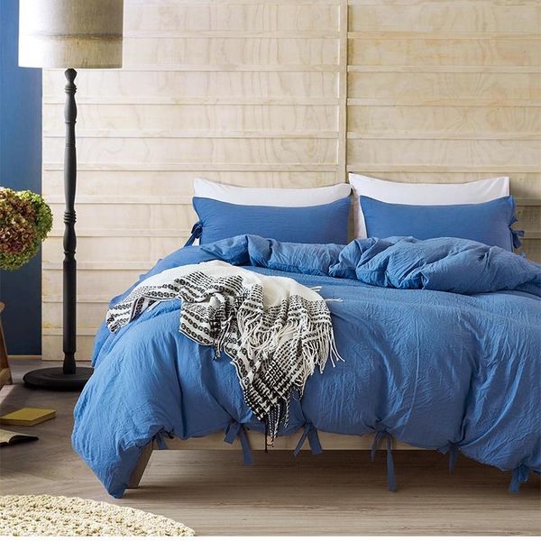 

bedding sets solid color with lacing decorative microfiber fabric  king duvet cover pillowcase comfortable sheet