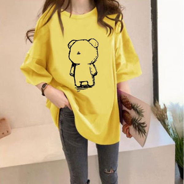 

polo cute cartoon bear funny t-shirts women's clothes 2021 printed harajuku oversized shirt mujer vogue tshirt, White