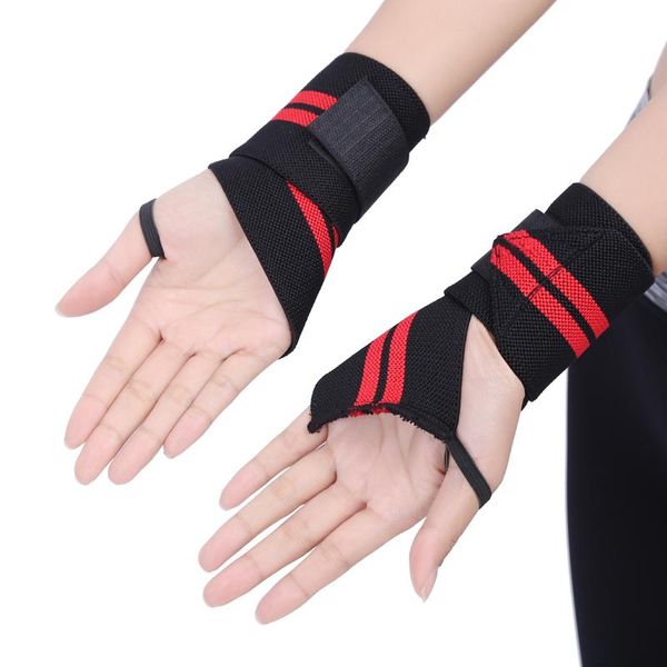 

wrist support 1 pair wristband brace straps wraps crossfit powerlifting boxing bodybuilding gym sports protector for men women, Black;red