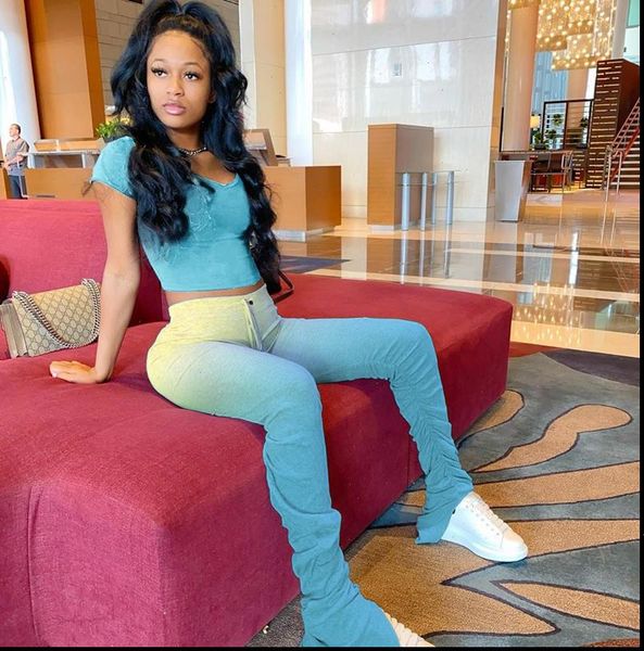 

casual two piece set summer women tracksuits crop and stacked pants sets tracksuit joggers 2 club outfits high waist, Gray