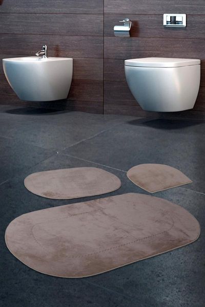 

bonny home rixos cool mink pcs set bath mat non-slip bottom toilet seat pad mats