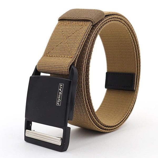 

belts fashion mens tactical belt quick release magnetic buckle nylon knit waist strap 3.8cm sports accessories cinto cs army fans lady, Black;brown