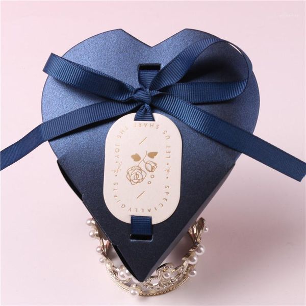 Scatola regalo a forma di cuore con confezione regalo con nastro di carta per caramelle per cioccolato