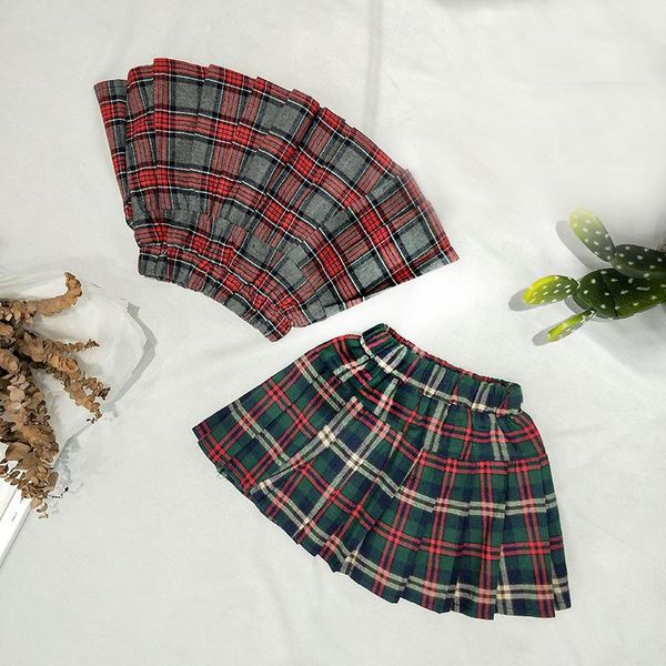 

skirts ruched plaid girls skirt spring autumn kids clothing children's clothes, Blue
