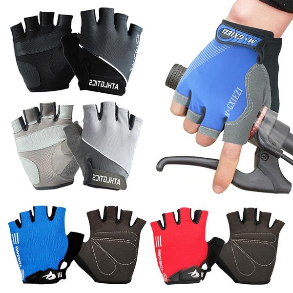 

sports socks 1pair half finger cycling gloves anti-slip anti-sweat gel bicycle riding glove proof road mountain bike for men, Black