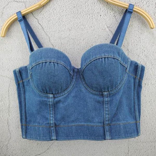 

bustiers & corsets fashion denim push up bralet bra for women lingerie corset night club party cropped plus size women's bustier to, Black;white