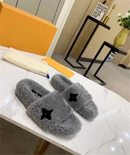 

classic women's casual slippers maomao sandals fashion wool sandal women warm slipper famous ladies winter designer real fur shoes v906, Black