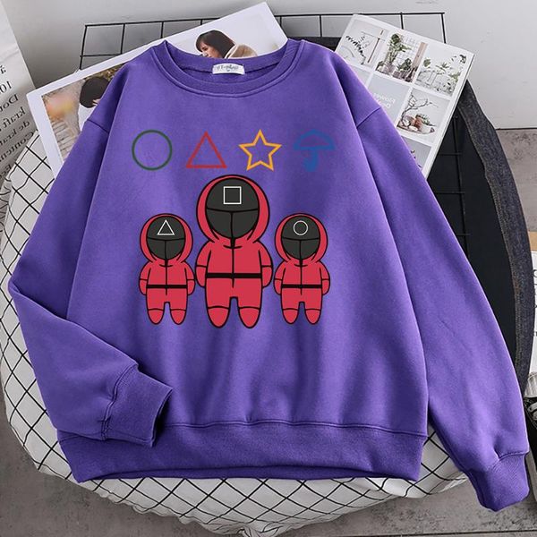 

women's hoodies & sweatshirts squid three red cartoon people hoody fashion fit sweatshirt casual fleece oversized clothes autumn fur-li, Black