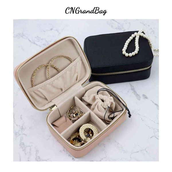 

cosmetic bags & cases genuine saffiano leather big capacity jewelry case with pouch necklace storage box women jewel organizer earring lu4a