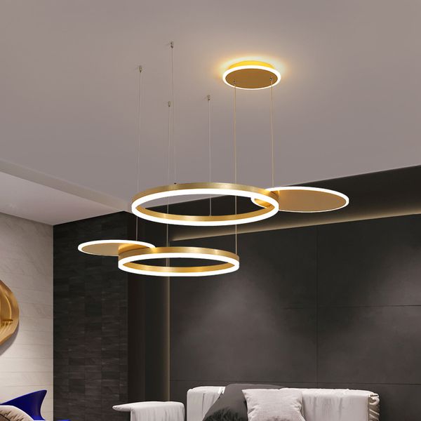 Moderne Led Kronleuchter Lampe Für Wohnzimmer Schlafzimmer Esszimmer Aluminium Ring Innen Anhänger lichter Beleuchtung AC 90-265V