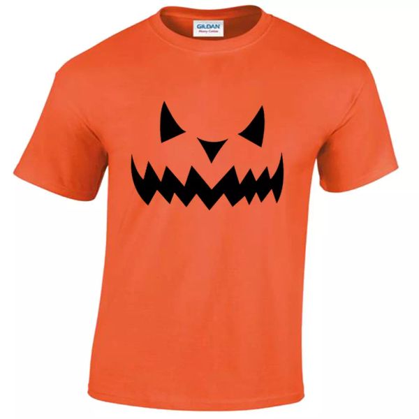 

spooky jack o 'lantern pumpkin face t shirt trick or treat, White;black