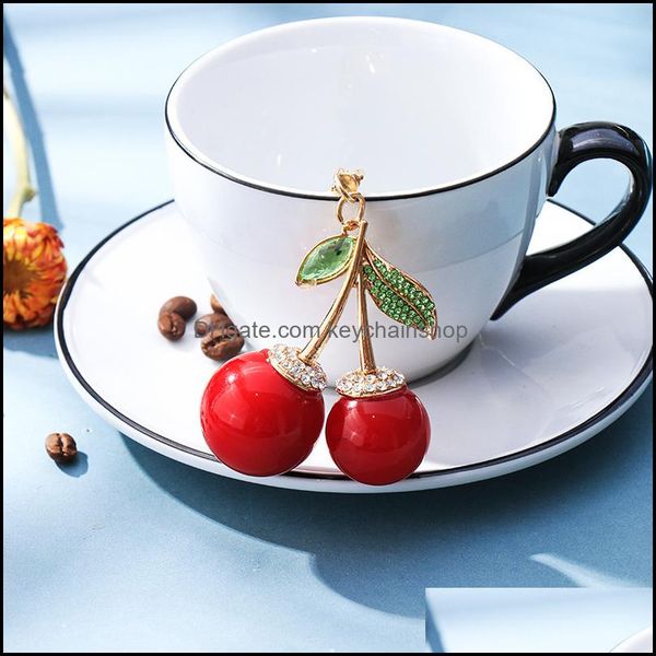 

keychains fashion accessories souvenirs creative korean pearl cherry metal keychain fruit car bag pendant drop delivery 2021 5uz4p, Silver