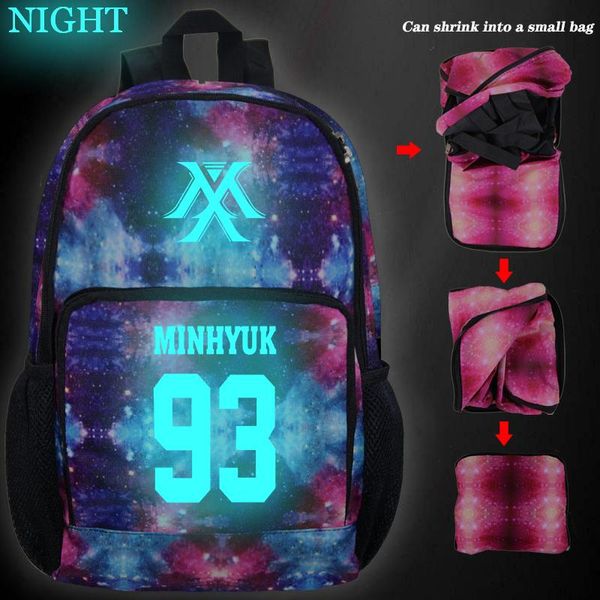 

backpack 2021 monsta x print woman man school bag travel bagpack students daily folding bookbag bags sac a doc