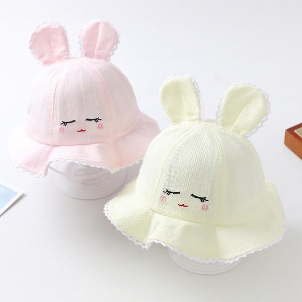 

caps & hats 3-18 month cotton hat for born baby girl with windproof rope children's bucket kids fisherman infant child cap, Yellow