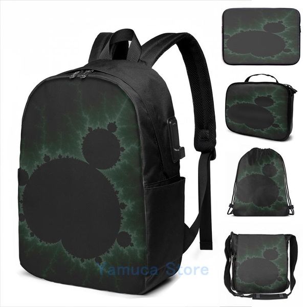 

backpack funny graphic print fractal light green mandelbrot usb charge men school bags women bag travel laptop