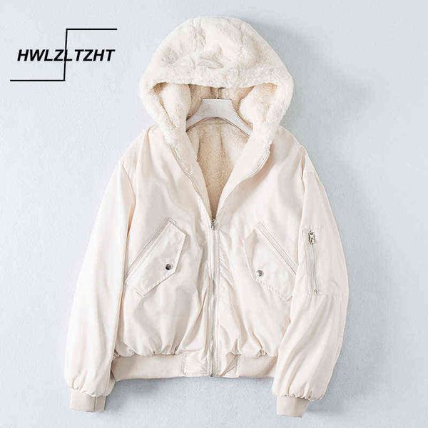 

hwlzltzht plus size fur parkas double-sided winter women jacket casual thick warm fur inside hooded parkas jackets for female 211130, Black