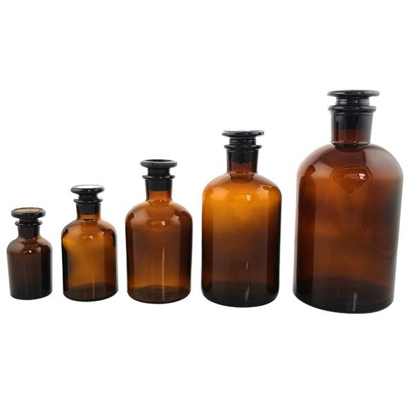 Forniture da laboratorio Bottiglia di reagente in vetro Prezzo 60 ml-1000 ml Bocca stretta Piccola Marrone