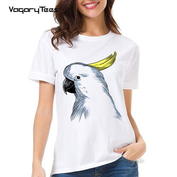 

women's t-shirt vagarytees funny animal parrot crest print women t shirt tee hipster oversized casual streetwear girl tshirt, White