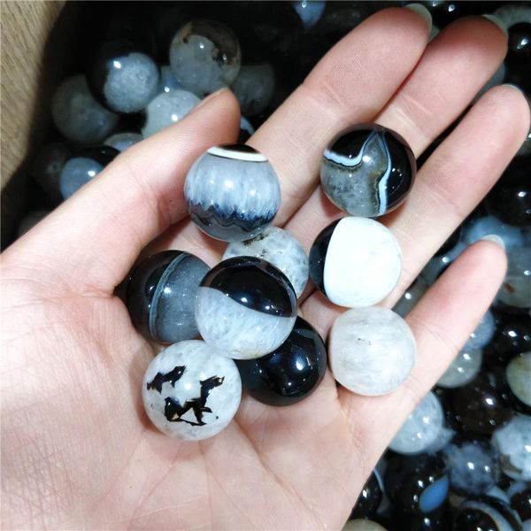 

decorative objects & figurines cute natural gemstone black and white agate ball mini spheres wicca aesthetic room decor buddhist jewelry gif