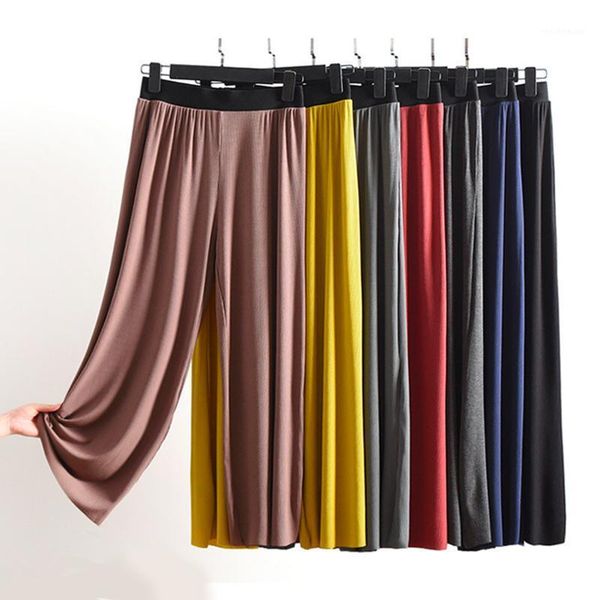 

women's pants & capris lady elastic waist harem auntum ankle-length casual femmale elegant wide leg solid trousers with drawstring, Black;white