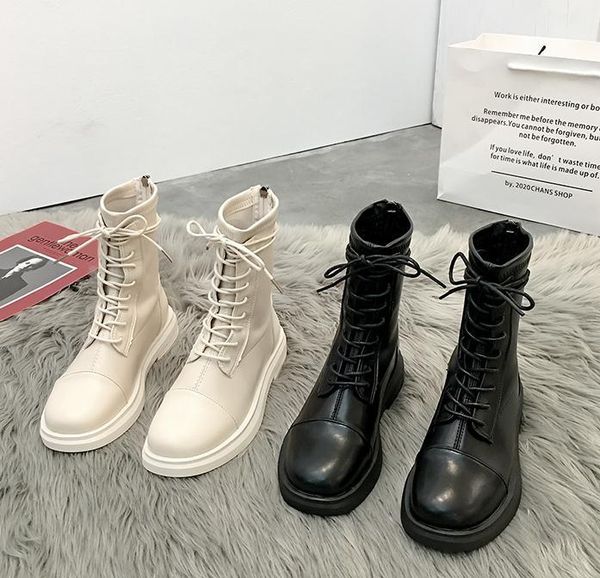 

boots women ankle shoes autumn winter pu lace up low heels woman fashion sewing pumps ladies scooter m2-30, Black