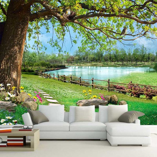 

wallpapers custom 3d wall murals wallpaper golden big tree elk decor painting modern creative study living room sofa bedroom hd po mural