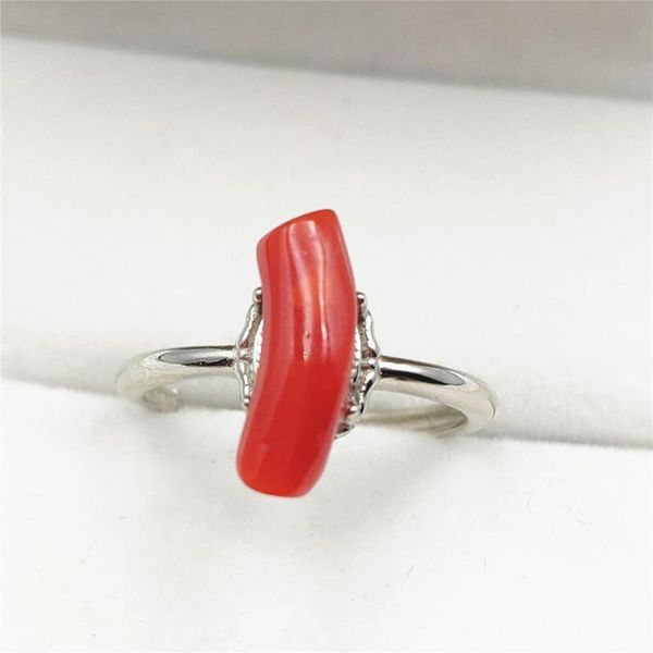

cluster rings natural red coral women rare adjustable size ring fashion 15mm bead love 925 sterling silver jewelry, Golden;silver