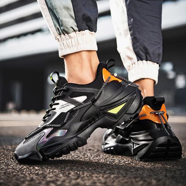 

464748 size sneakers mens korean style trendy winter new casual shoes breathable running high-daddy shoes breathable trendy shoes, Black;white