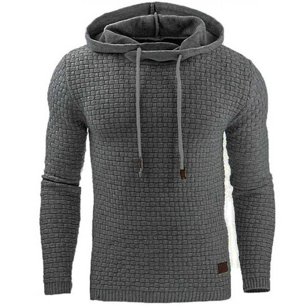 

qsuper men hooded sweatshirt solid color plaid hoodies male long sleeve hoodie loose&slim casual men hoodies sportswear 211014, Black