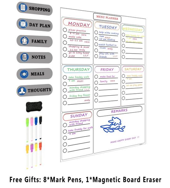 

whiteboards magnetic weekly planner whiteboard fridge cupboard office dry erase calendar family meal memo board shopping list