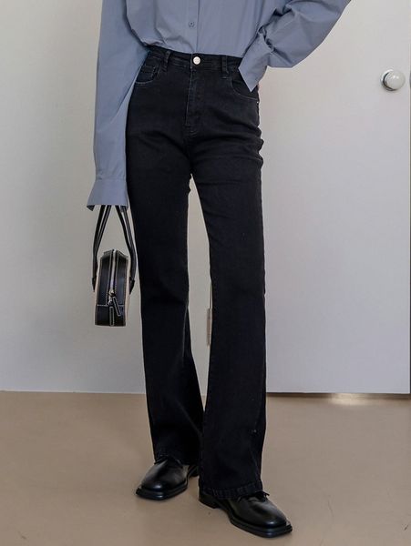 

dazy-less high waist slant pocket straight leg jeans q4sx#, Blue