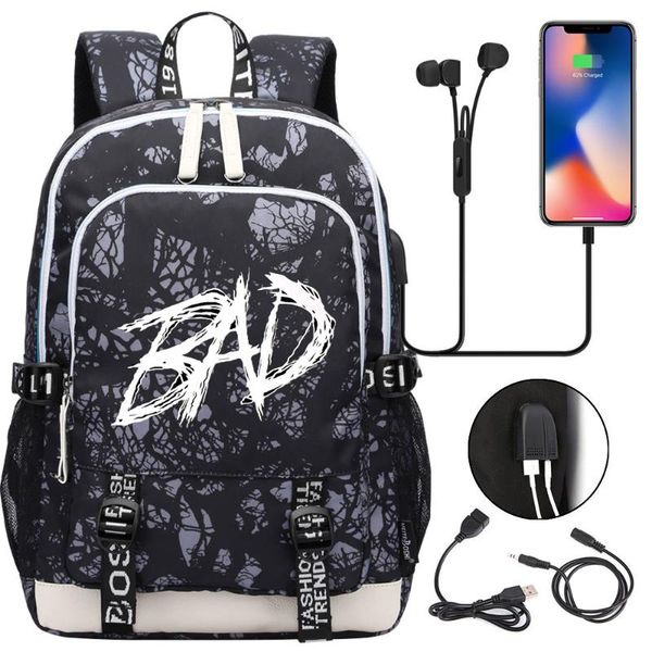 

backpack lil peep cry baby men women usb charging laptravel boy girl teenager school casual mochila