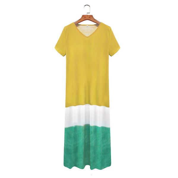 

plus station hit color short sleeve large size long loose women maxi summer beach dress vestido de festa, Black;gray