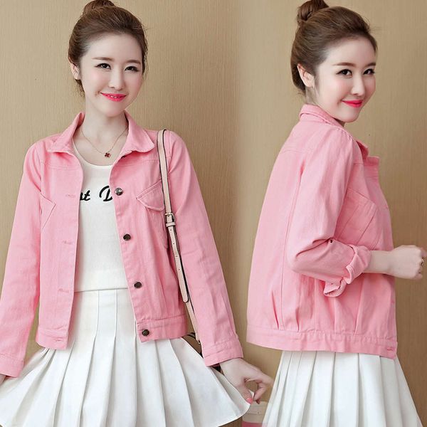 

women's jackets coats pink denim coat 2021 spring korean loose casual large size long sleeve 8lrm, Black;brown