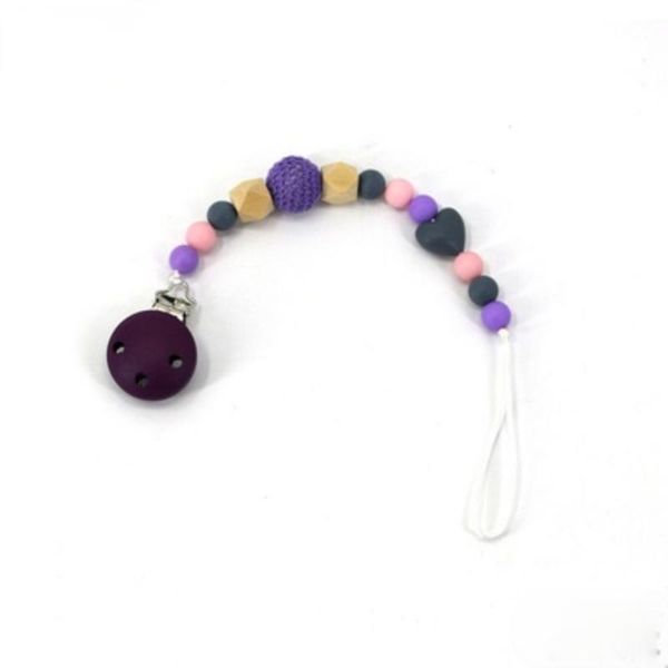 

pacifiers# purple yarn round bead wood pacifier chain