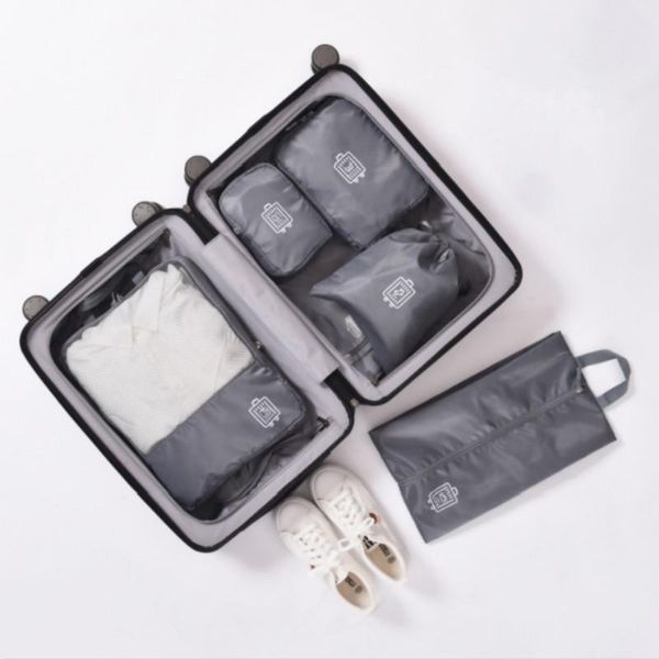 

5psc/set travel waterproof polyester zipper mesh storage bag clothes packing cube luggage organizer set duffel bags