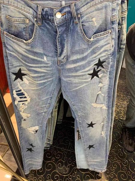 

fashion men's jeans 2021 runway luxury european design party style clothing, Blue