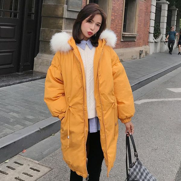 

women's trench coats 2021 plus size women coat winter thicken hooded fur collar warm loose long sleeve female jacket cc50, Tan;black