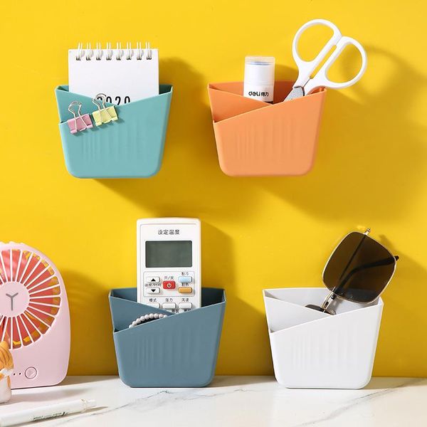 

hooks & rails 2021 wall-mounted organizer storage box remote control mounted mobile phone plug wall holder charging multifunction