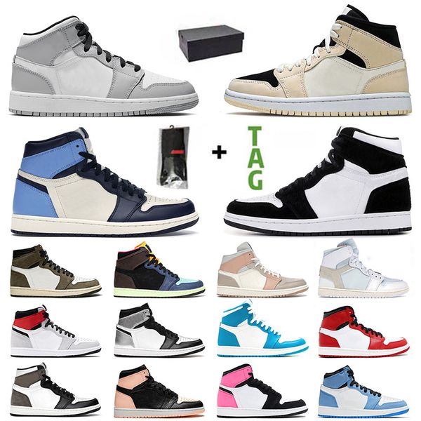 

with box 2021 arrival jumpman 1 mens womens basketball shoes 1s university blue mid milan high dark mocha obsidian crimson tint white off sp