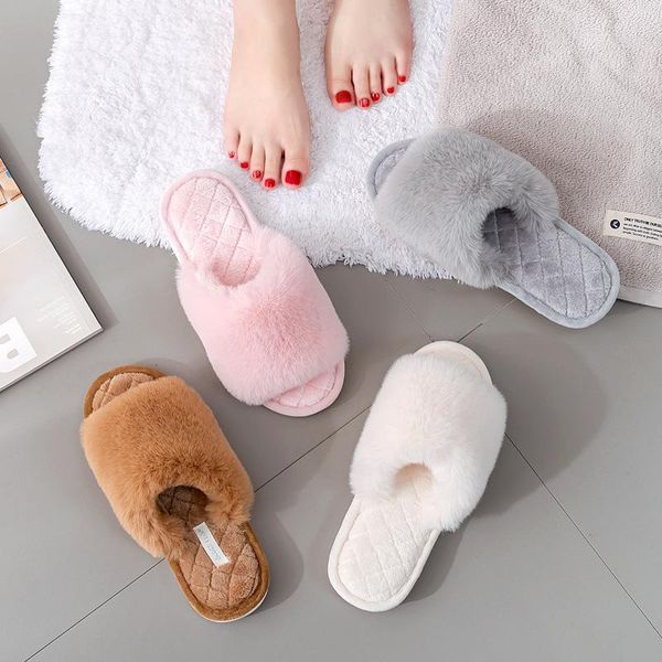 

slippers slipper of soft sole lovebirds cotton fish mouth plush copy korean edition autumn, Black
