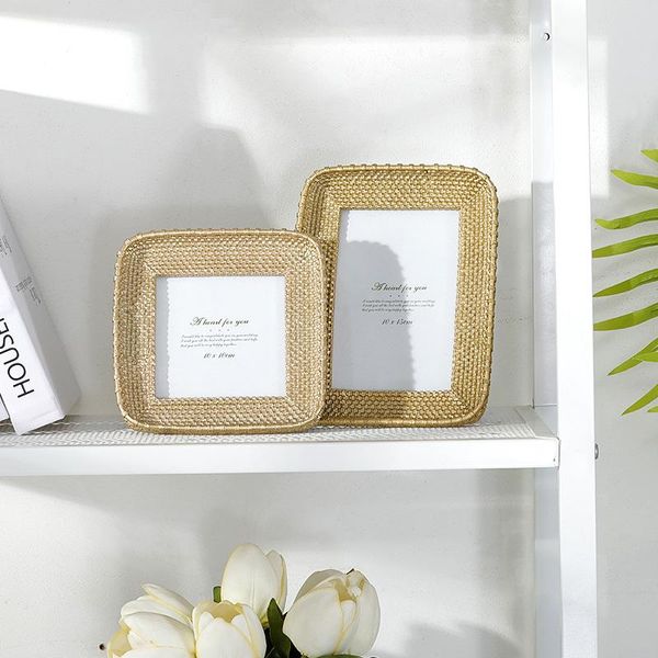 

nordic style retro golden po frame set up living room bedside table makeup deskdecoration ornaments picture frames
